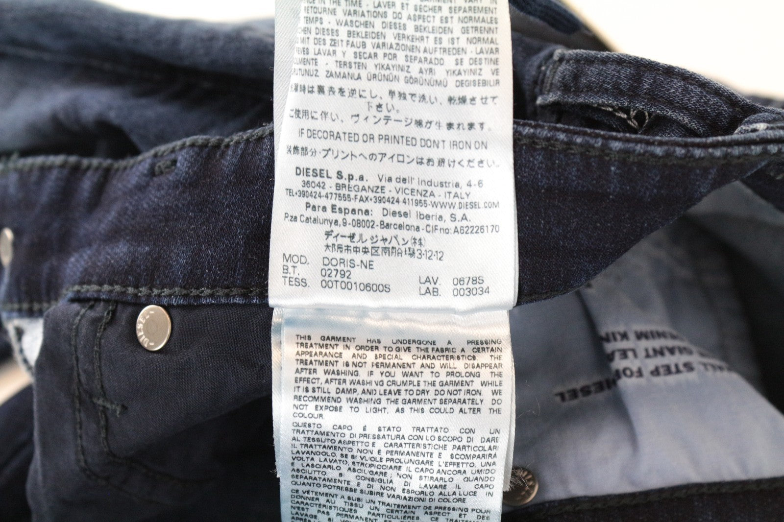 DIESEL Doris-Ne 0678S Women Jeans W26 Jogg Sweat Super Slim Blue Distressed
