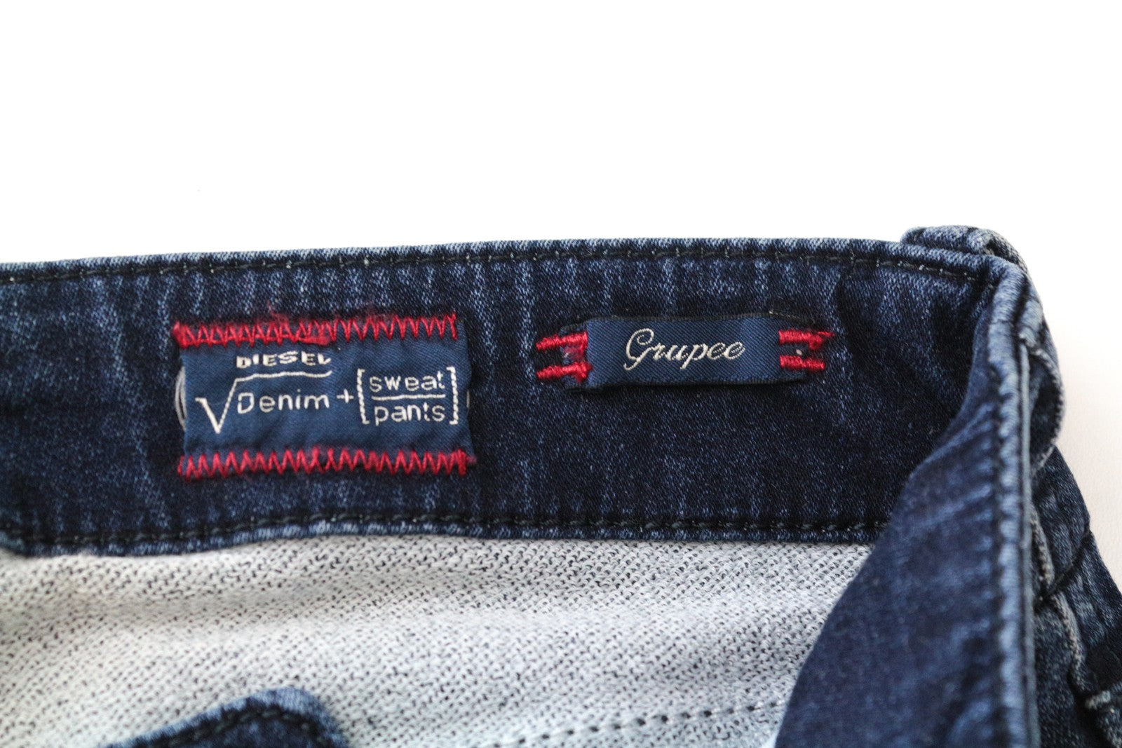 DIESEL Grupee-Ne 0670V Women Jeans W23 Slim Skinny Distress Jogg Sweat Blue