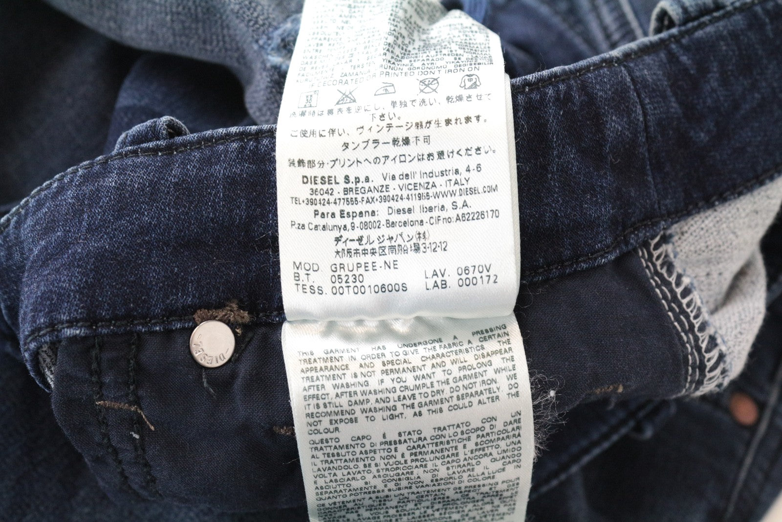 DIESEL Grupee-Ne 0670V Women Jeans W23 Slim Skinny Distress Jogg Sweat Blue