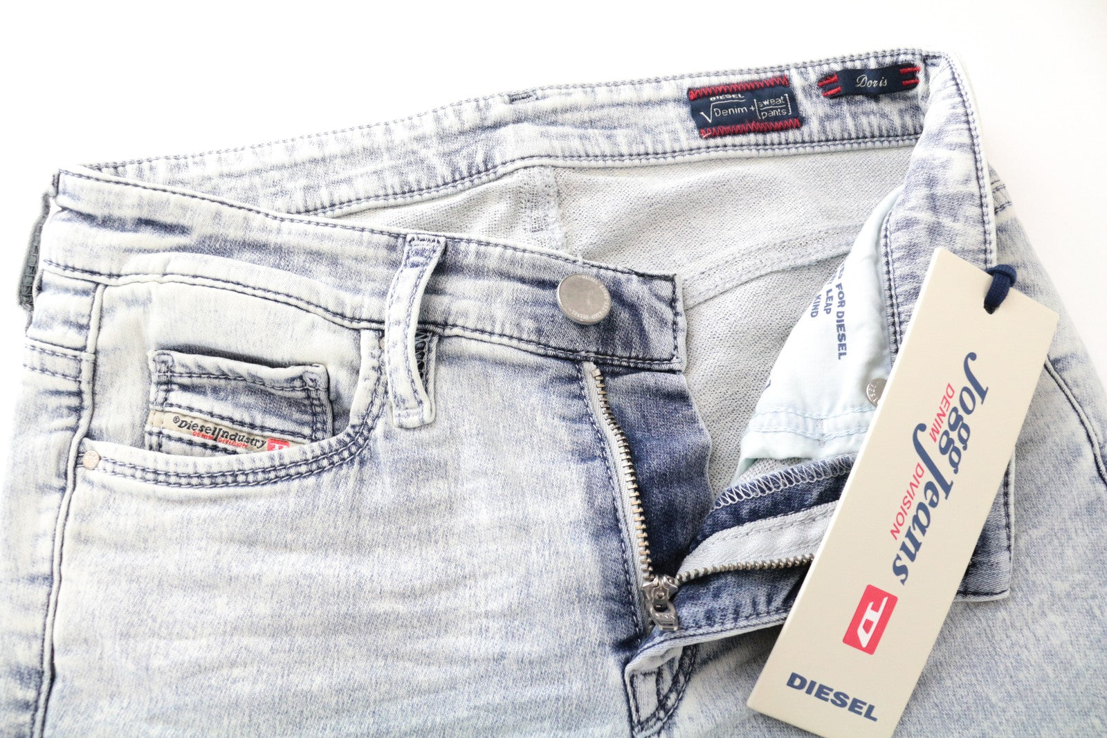 DIESEL Doris-Ne 0672C Women Jeans W24 Jogg Sweat Super Slim Skinny Light Blue