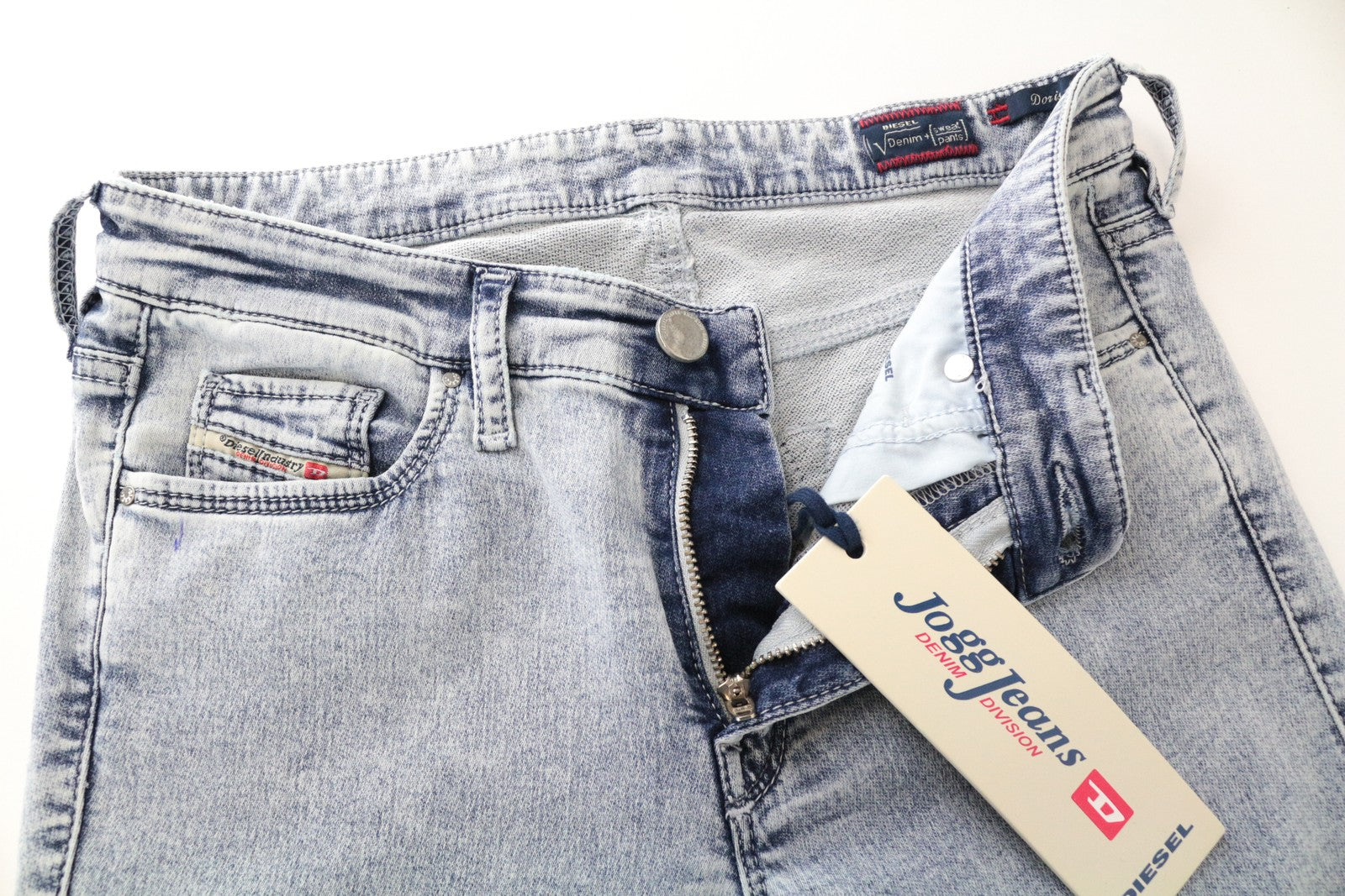 DIESEL Doris-Ne 0672C Women Jeans W26 Jogg Sweat Light Blue Stretch Super Slim