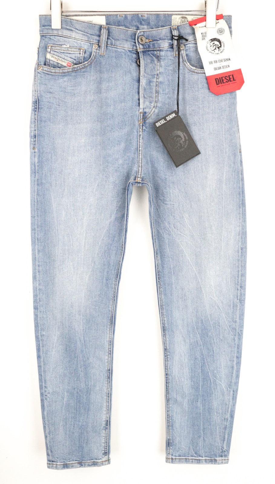 DIESEL D-Vider 081AL Men Jeans W28/L30 Carrot Stretch Low Crotch Light Blue