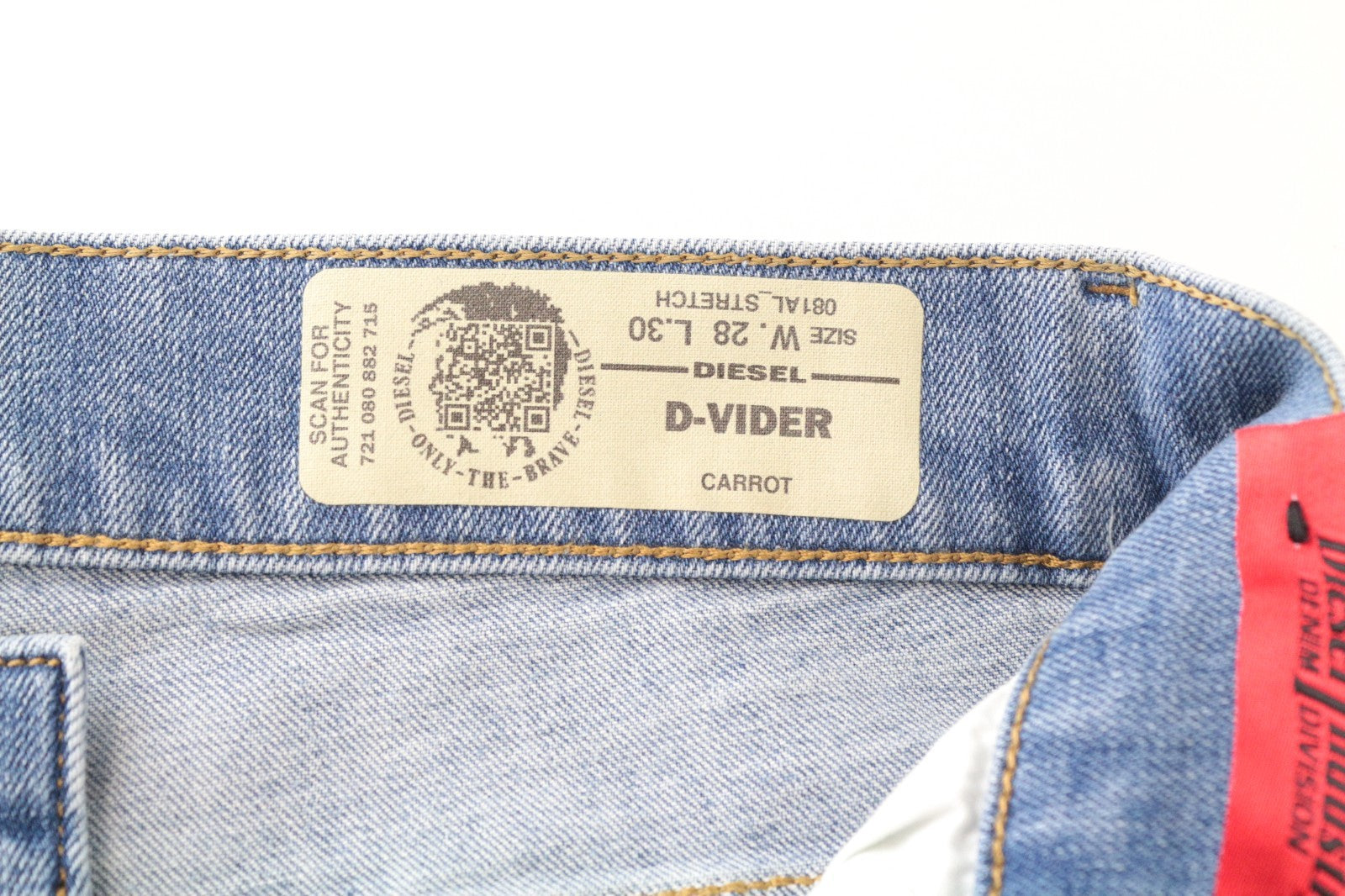 DIESEL D-Vider 081AL Men Jeans W28/L30 Carrot Stretch Low Crotch Light Blue