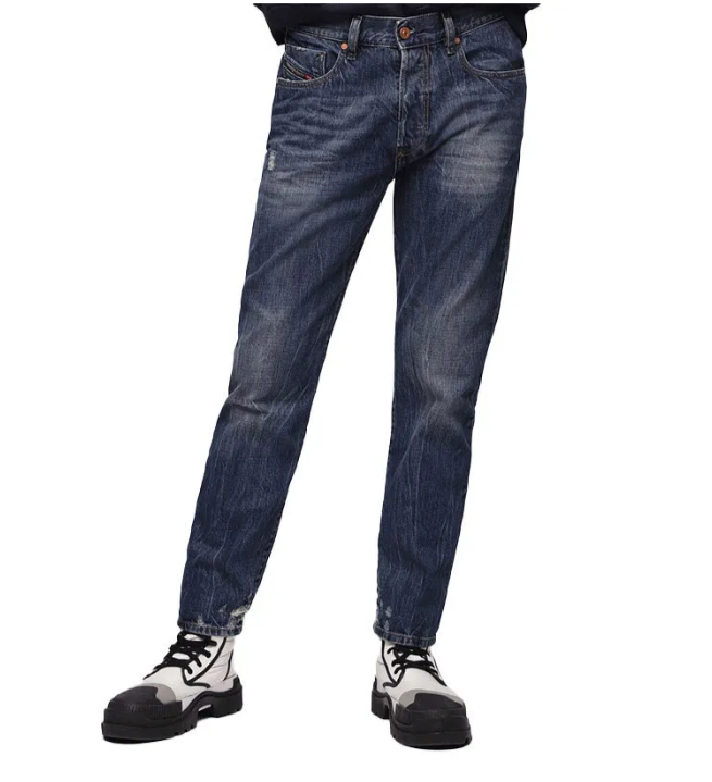 DIESEL Mharky 080AG Men Jeans W27/L30 Non-Stretch Slim Skinny Fit Ripped Blue
