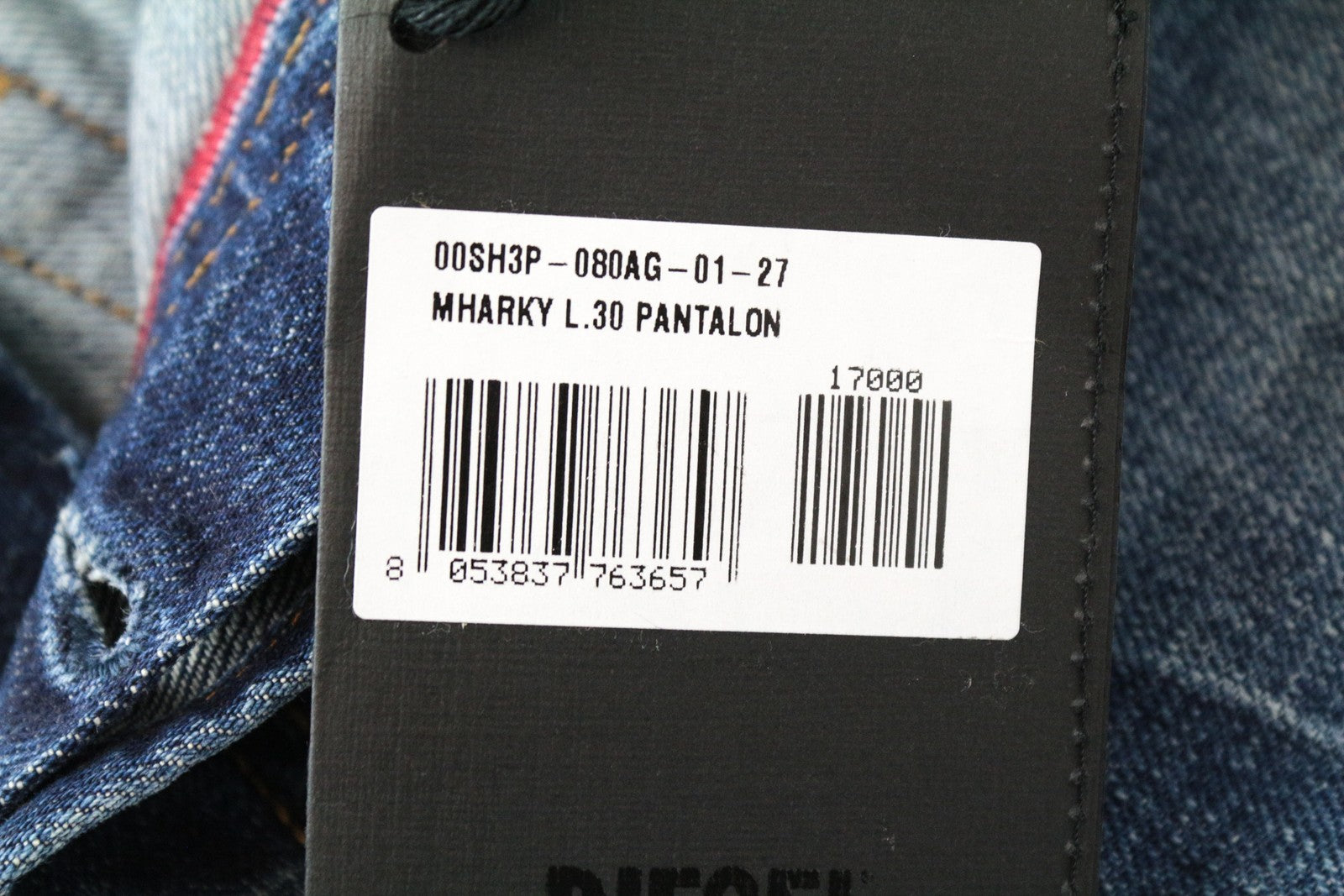 DIESEL Mharky 080AG Men Jeans W27/L30 Non-Stretch Slim Skinny Fit Ripped Blue