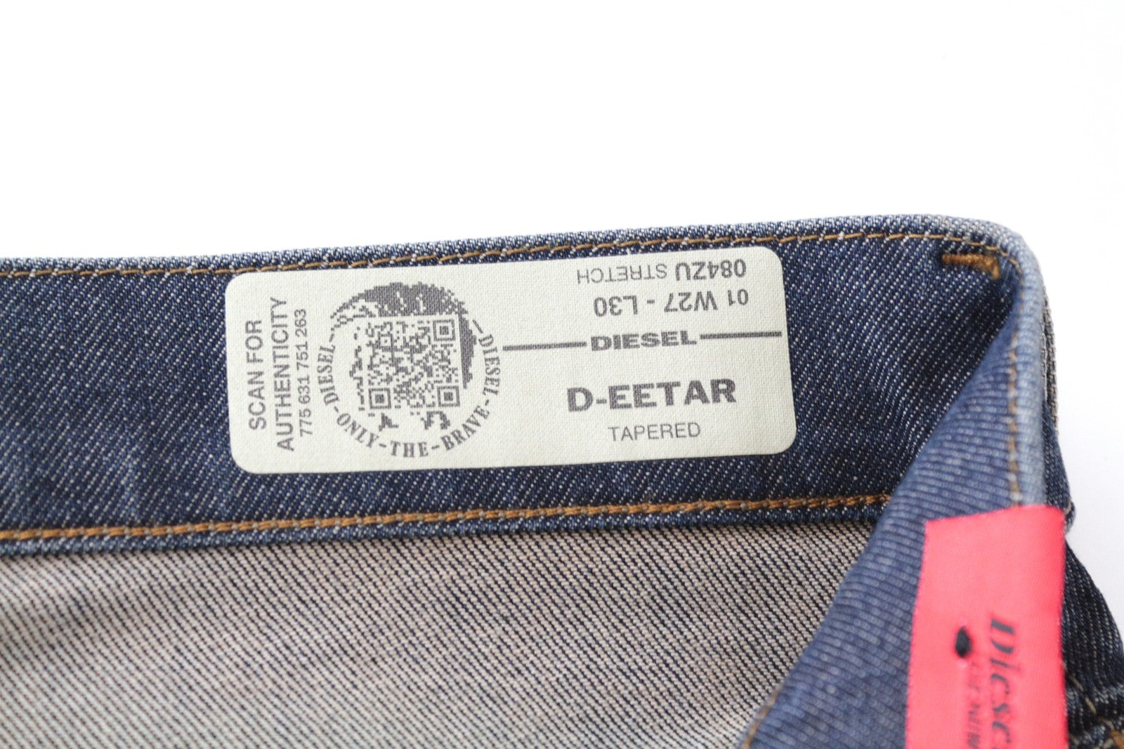 DIESEL D-Eetar 084ZU Men Jeans W27/L30 Tapered Carrot Stretch Buttoned Blue