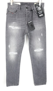 DIESEL D-Eetar 0890F Men Jeans W31/L30 Carrot Tapered Fit Stretch Grey Ripped