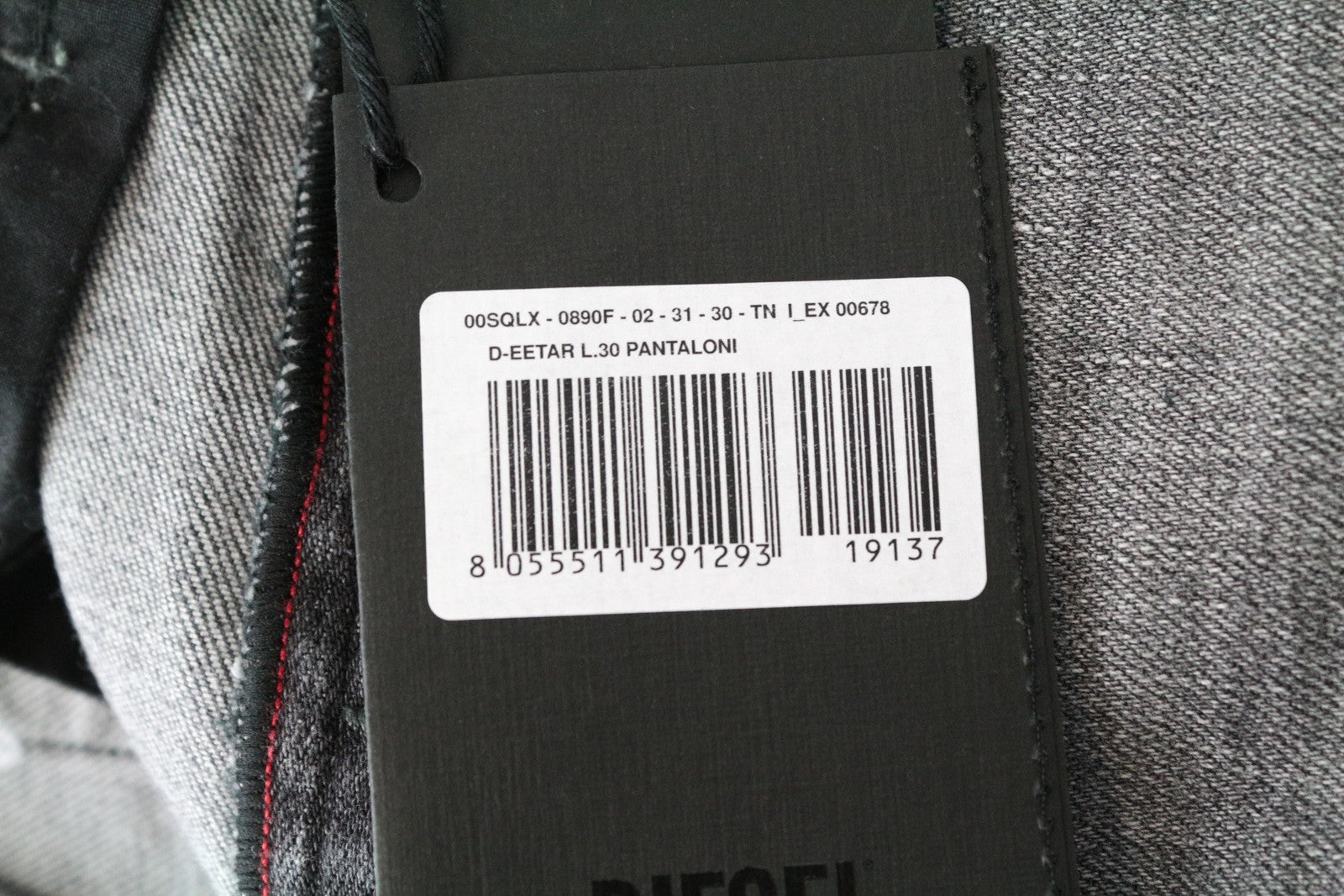 DIESEL D-Eetar 0890F Men Jeans W31/L30 Carrot Tapered Fit Stretch Grey Ripped