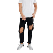 DIESEL Mharky 084WR Men Jeans W31/L30 Black Ripped Slim Skinny Fit Non-Stretch