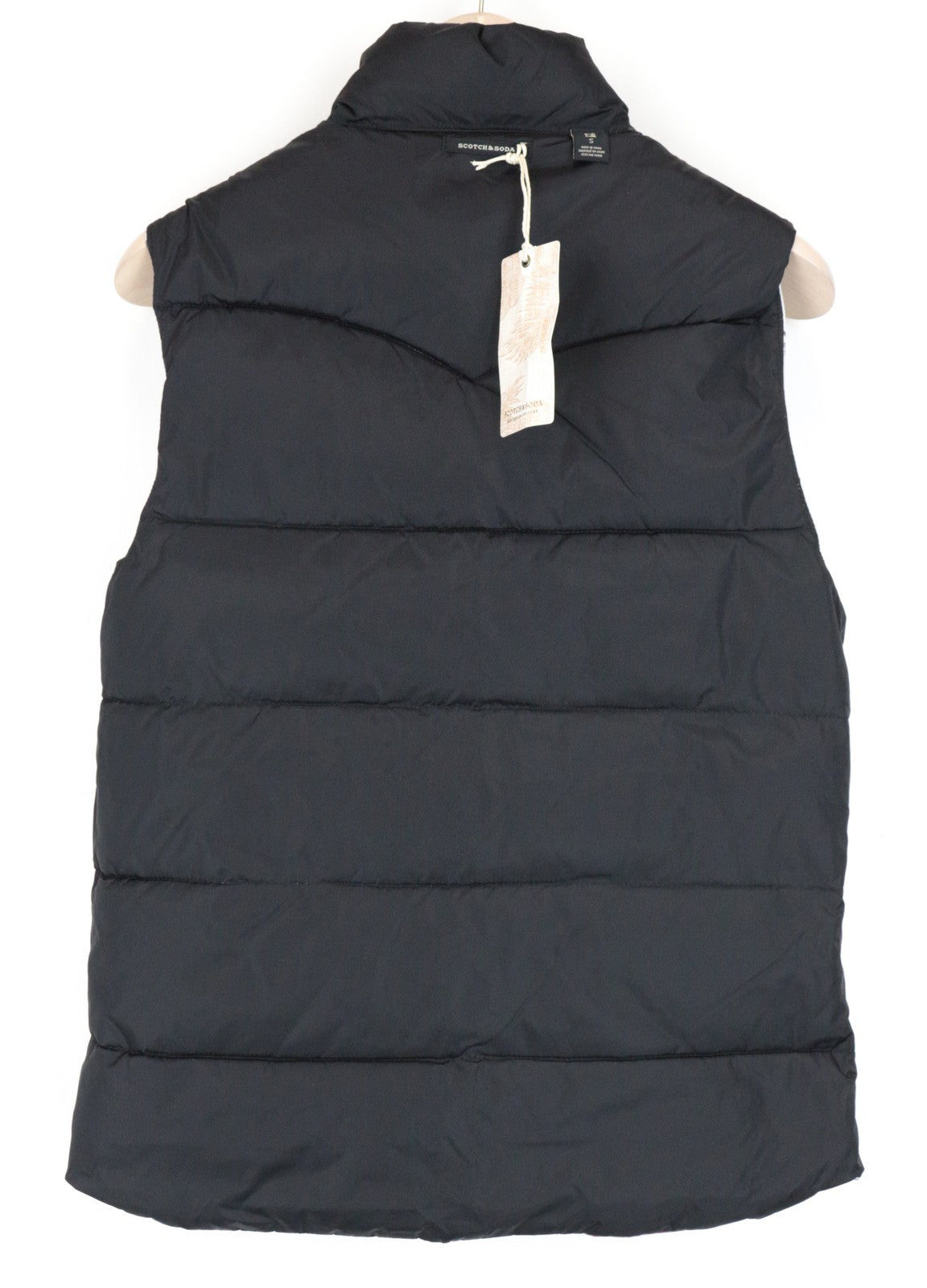 SCOTCH & SODA Men Waistcoat S Reversible Floral High Neck Quilted Off-White