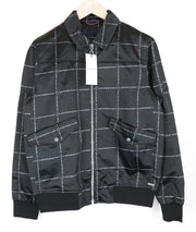 SCOTCH & SODA Men Jacket XL Windowpane Check Black Graphic Logo Harrington~