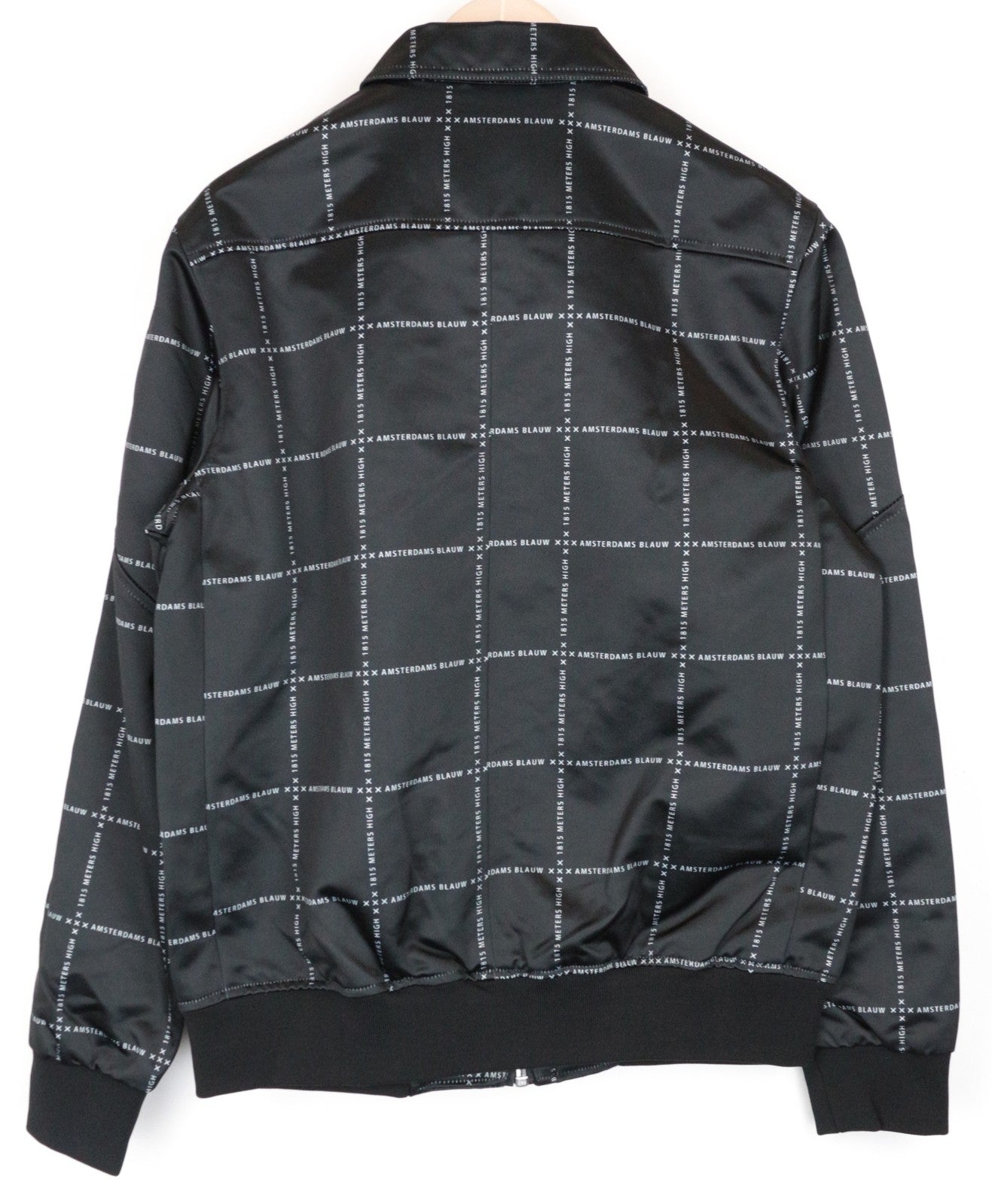 SCOTCH & SODA Men Jacket XL Windowpane Check Black Graphic Logo Harrington~