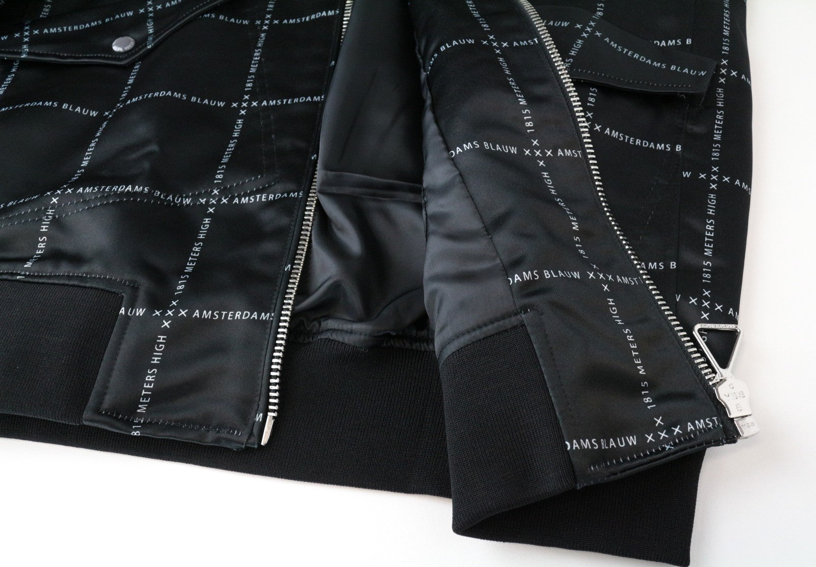 SCOTCH & SODA Men Jacket XL Windowpane Check Black Graphic Logo Harrington~