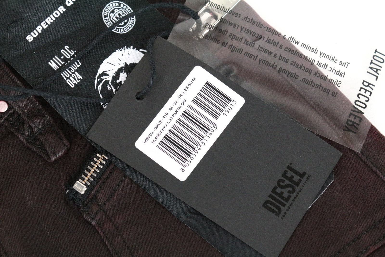 DIESEL Slandy-BKX 069JT Women Jeans W24/L32 Super Skinny Fit Purple Waxed