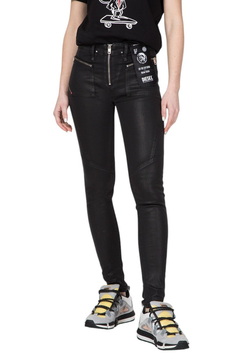 DIESEL Slandy-BKX 069JT Women Jeans W26/L32 Super Skinny Purple Stretch Waxed