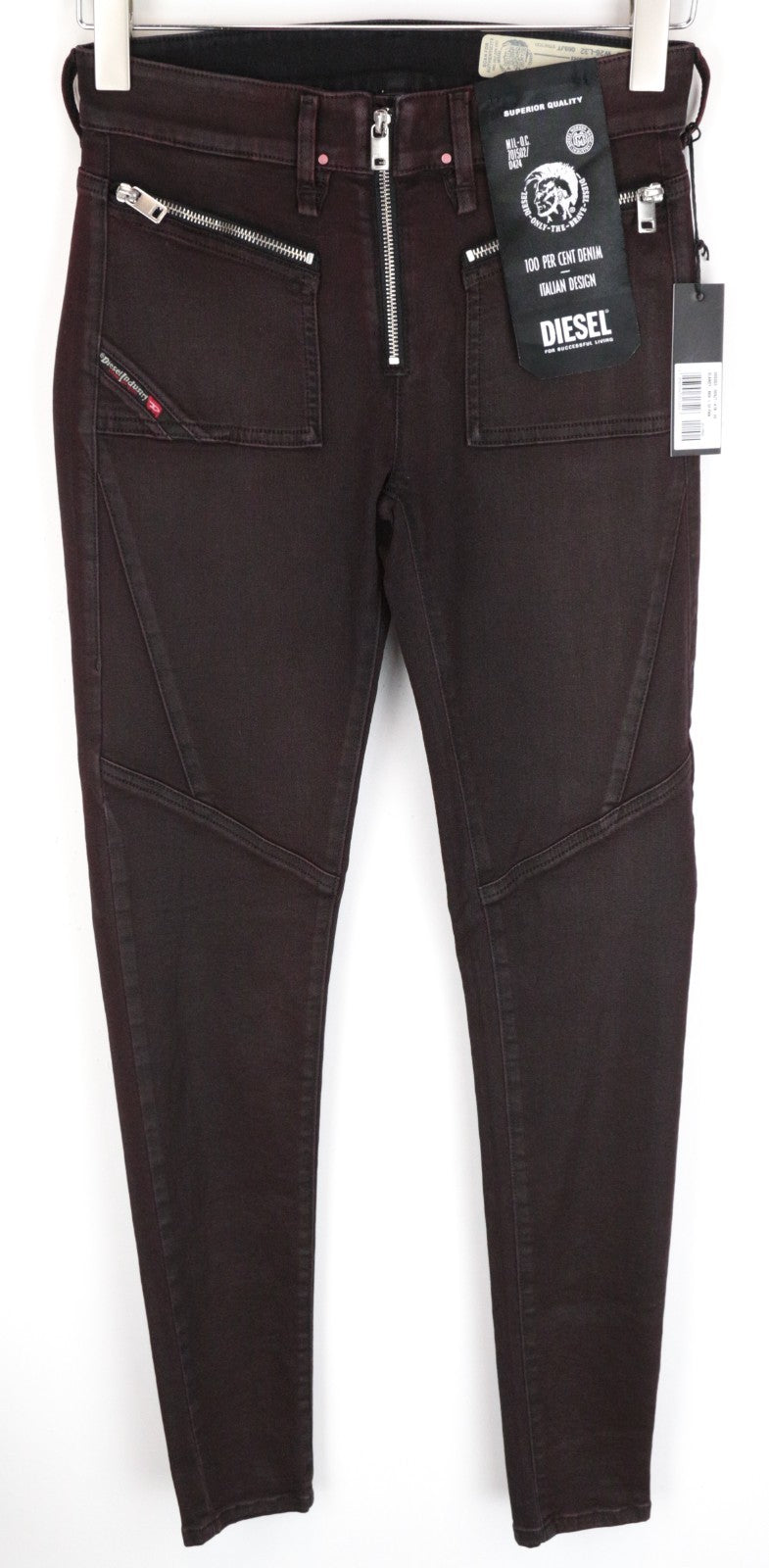 DIESEL Slandy-BKX 069JT Women Jeans W26/L32 Super Skinny Purple Stretch Waxed