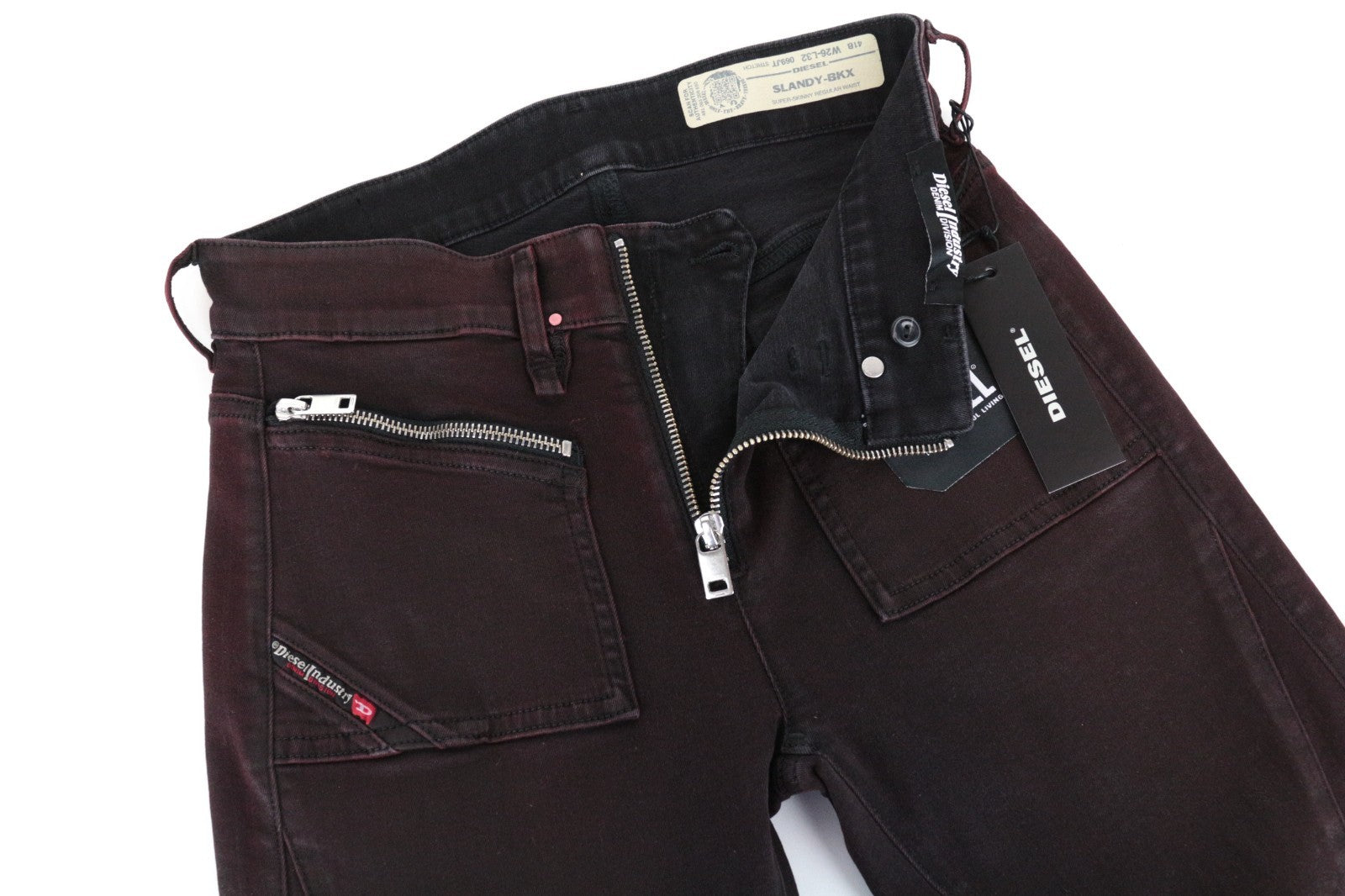 DIESEL Slandy-BKX 069JT Women Jeans W26/L32 Super Skinny Purple Stretch Waxed