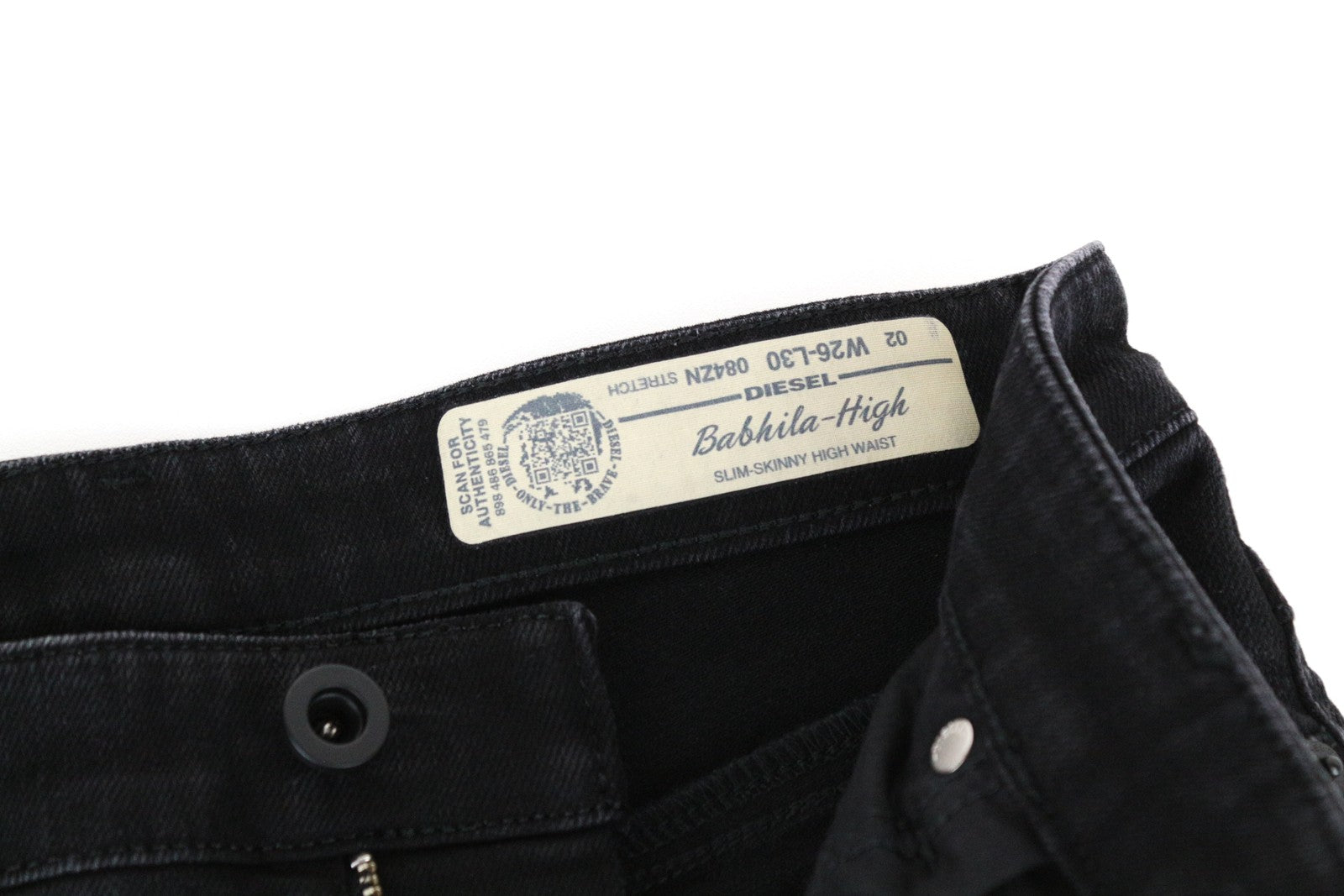 DIESEL Babhila-High 084ZN Women Jeans W26/L30 Slim Skinny Ripped Stretch Black