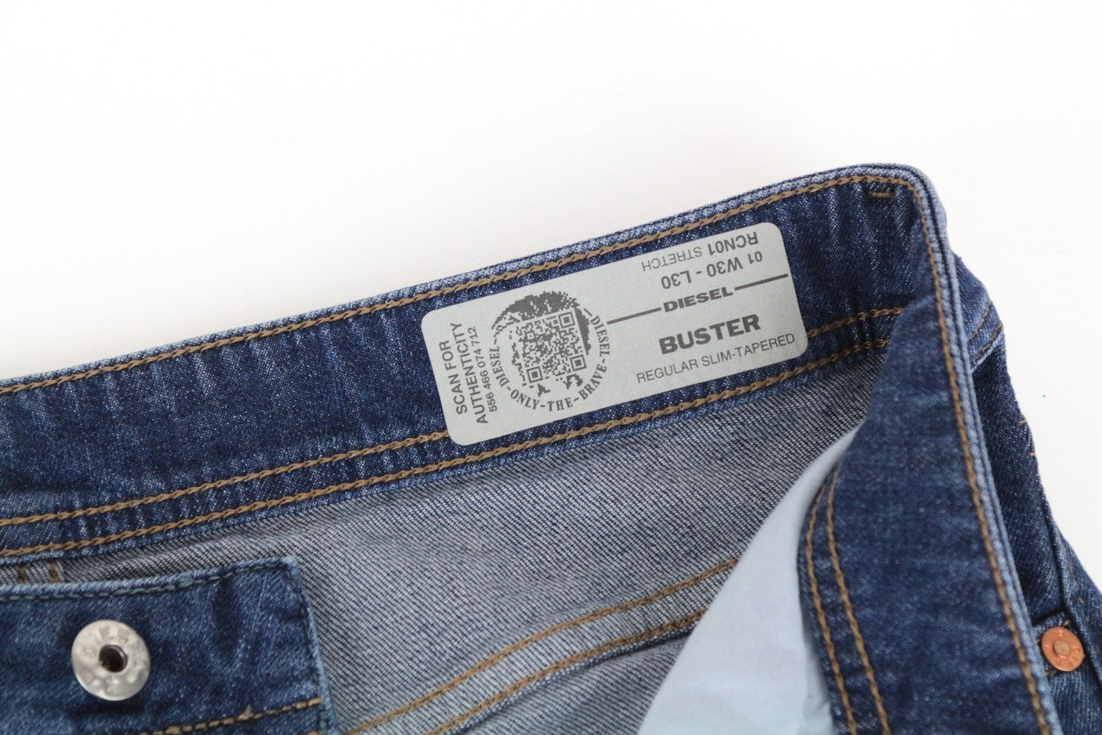 DIESEL Buster RCN01 Men Jeans W30/L30 Slim Tapered Fit Blue Cotton Stretch