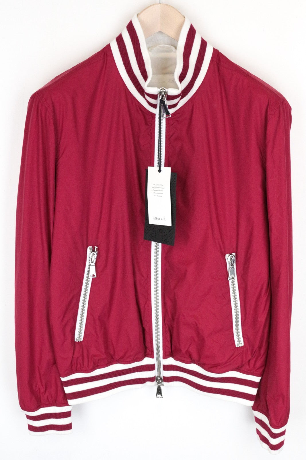 RICHMOND Men Jacket 48 Red Lightweight Long Sleeved Zipped Casual Lined