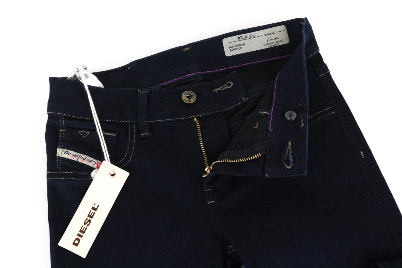 DIESEL Livier 0881B Women Jeans W24 Super Slim Girls Blue Navy Cotton Stretch