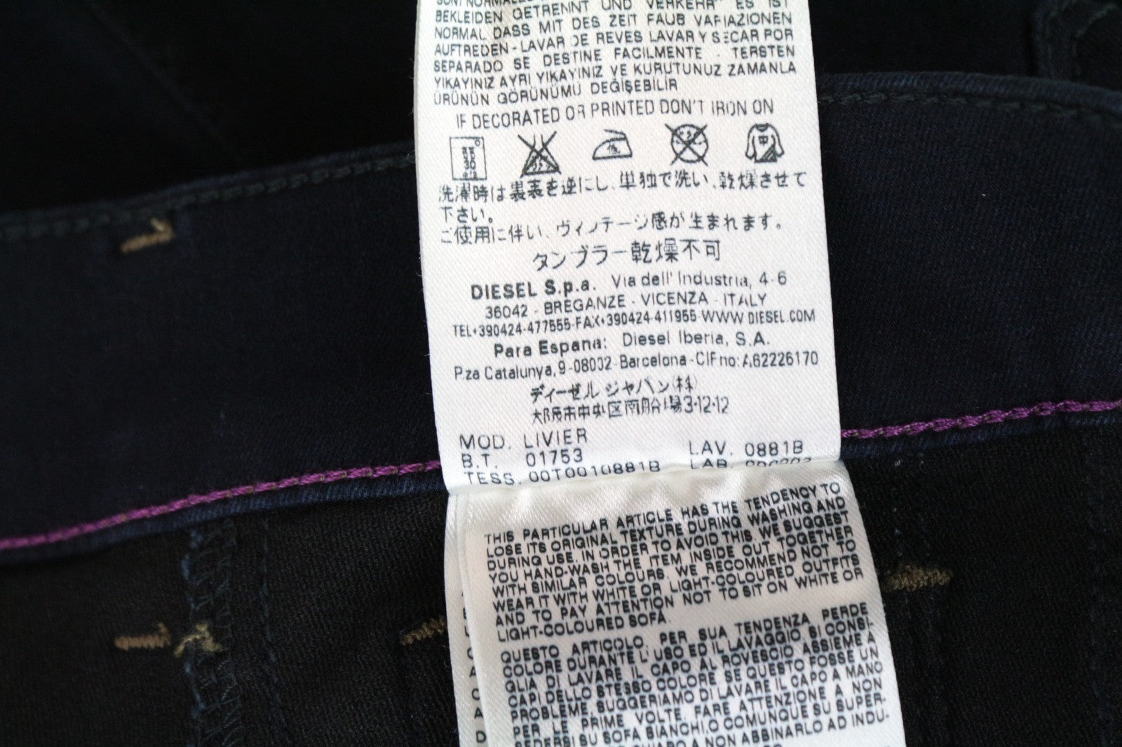 DIESEL Livier 0881B Women Jeans W24 Super Slim Girls Blue Navy Cotton Stretch
