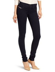 DIESEL Livier R608A Women Jeans W25 Super Slim Fit Black Cotton Stretch Denim