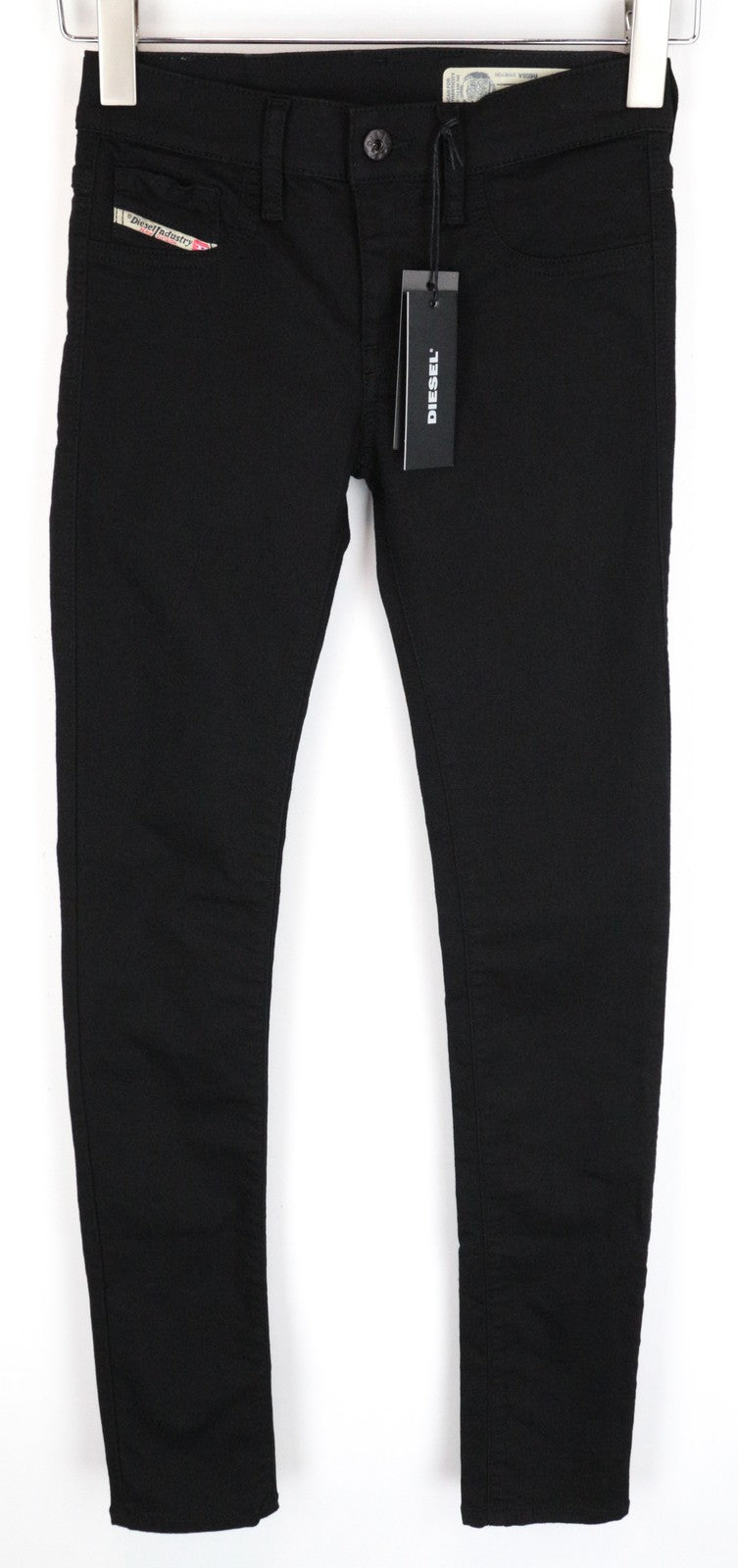DIESEL Livier R608A Women Jeans W25 Super Slim Fit Black Cotton Stretch Denim
