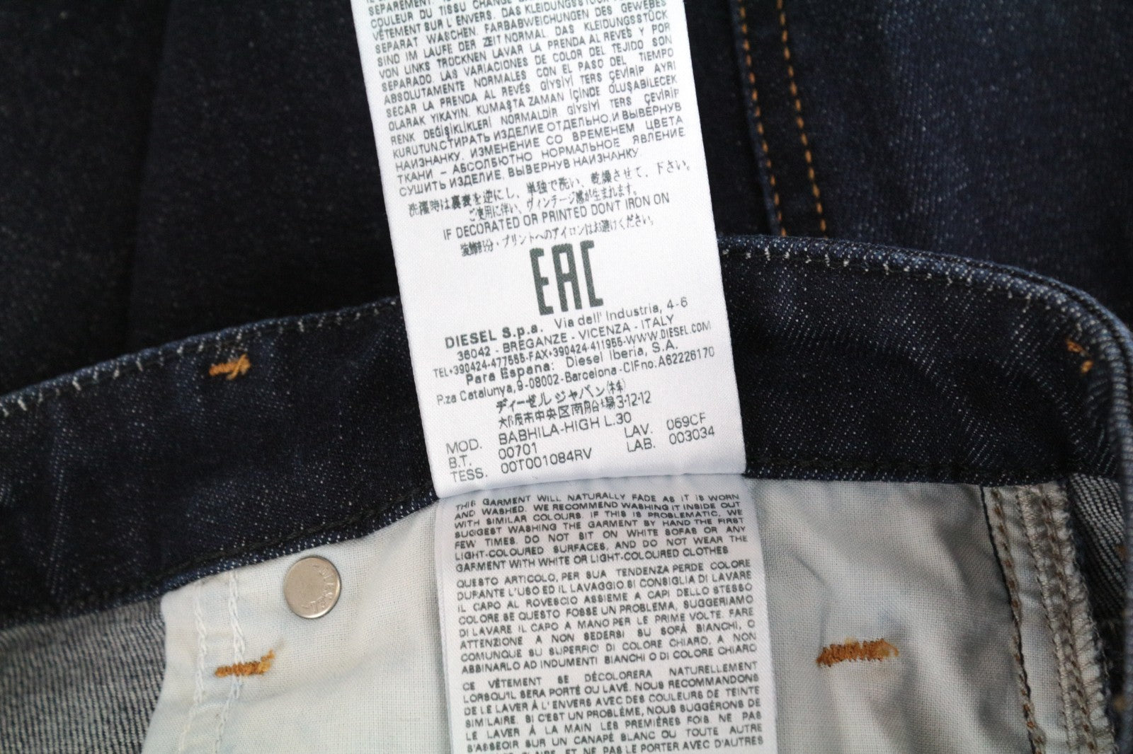 DIESEL Babhila-High 069CF Women Jeans W29/L30 Slim Skinny Fit Stretch Dark Blue