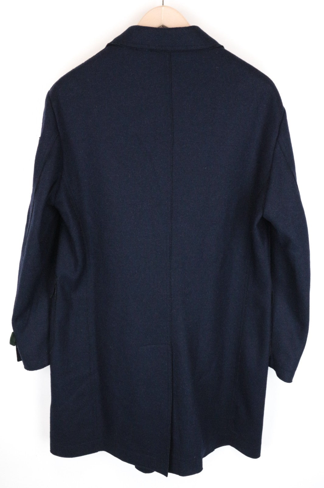 REPLAY Men Coat 50 L Blue Wool Blend Double-Breasted Peak Collared RRP499