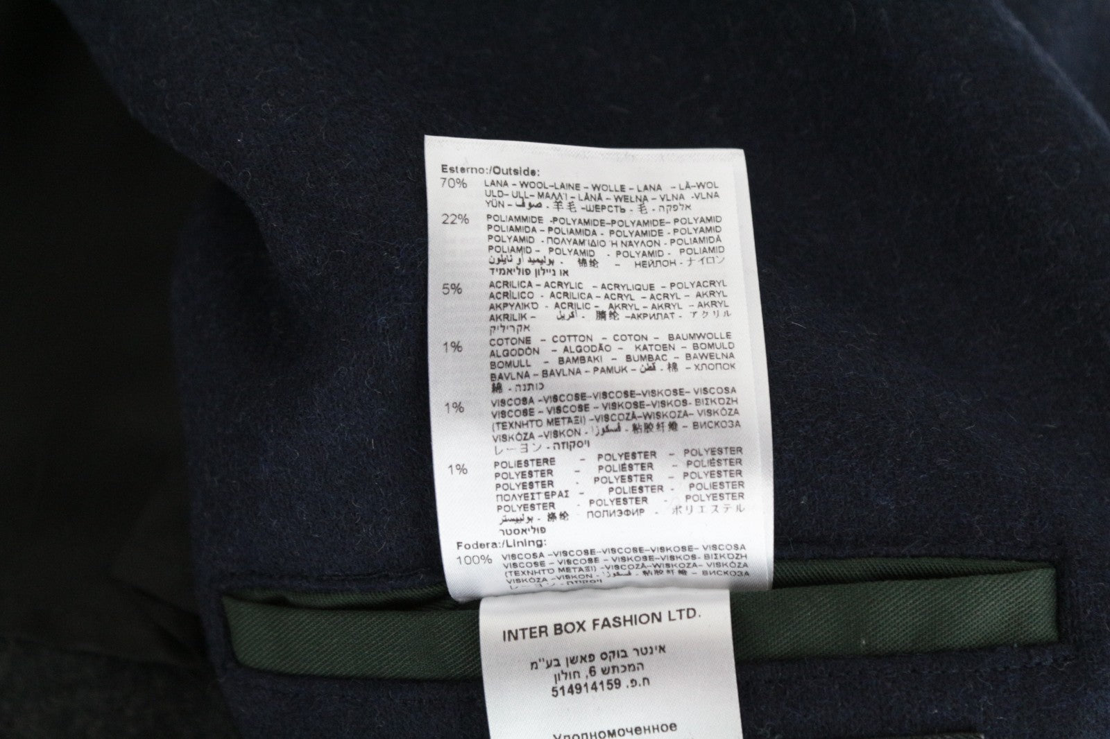 REPLAY Men Coat 50 L Blue Wool Blend Double-Breasted Peak Collared RRP499