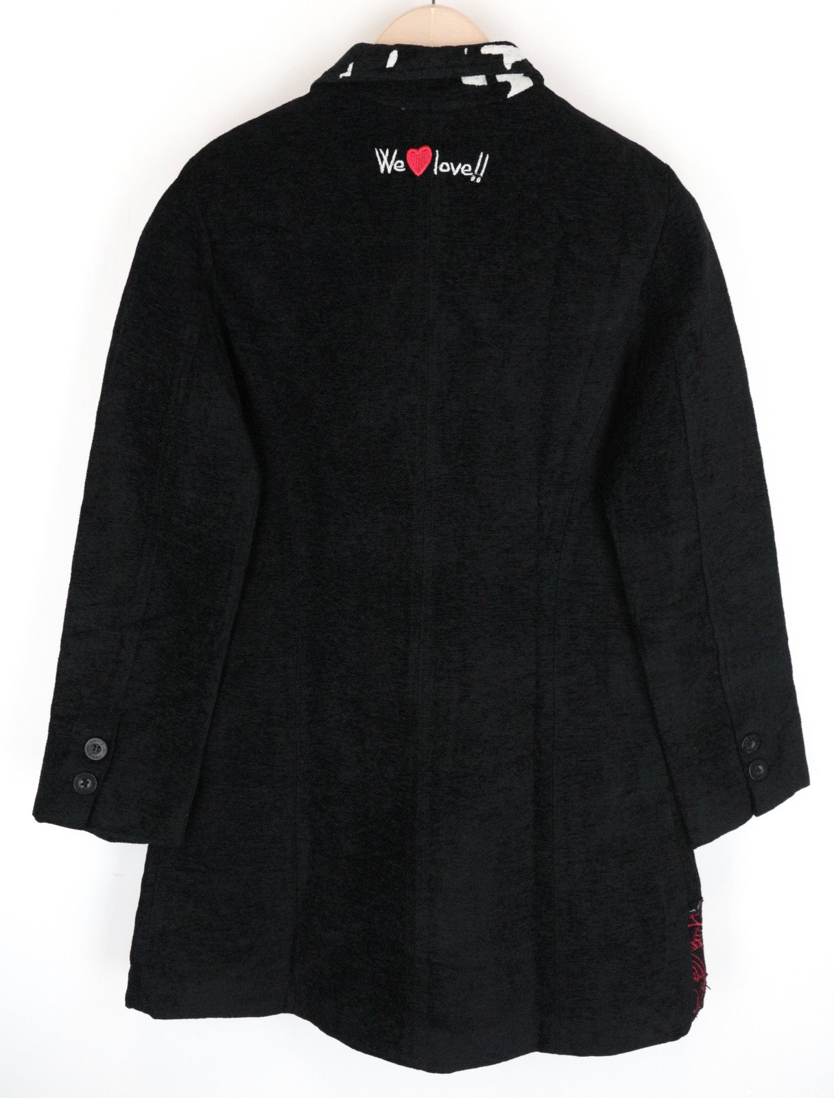 DESIGUAL Anna Laura Women Coat EU38 M Black Cotton Blend Single-Breasted Pattern