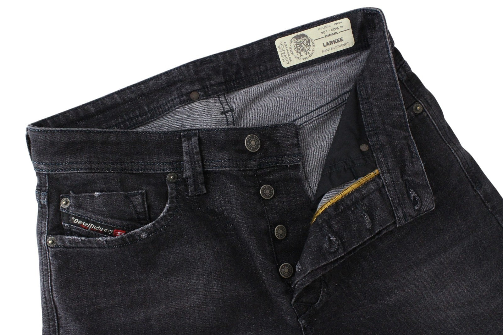 DIESEL Larkee 082AS Men Jeans W29/L34 Dark Grey Faded Stretch Regular Straight