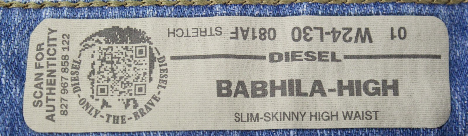 DIESEL Babhila-High 081AF Women Jeans W24/L30 Slim Skinny Stretch Blue Distress