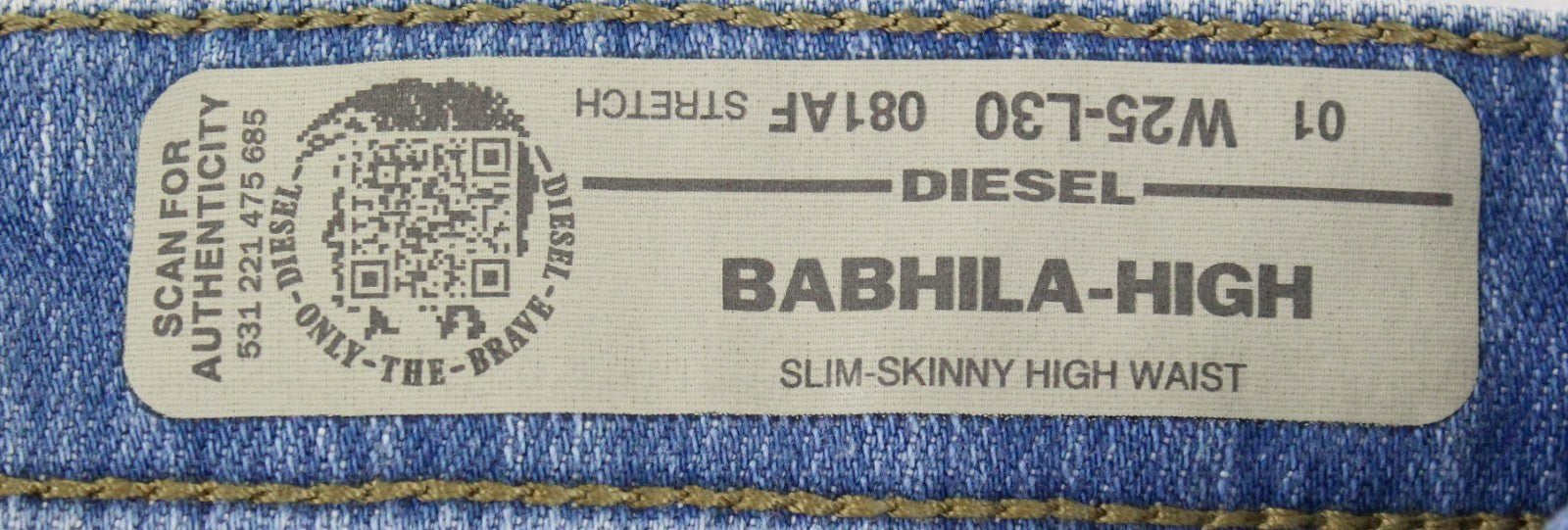 DIESEL Babhila-High 081AF Women Jeans W25/L30 Distress Blue Classic Slim Skinny