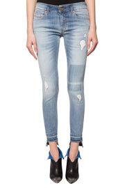 DIESEL Slandy 086AH Women Jeans W26/L32 Stretch Blue Ripped Super Slim Skinny