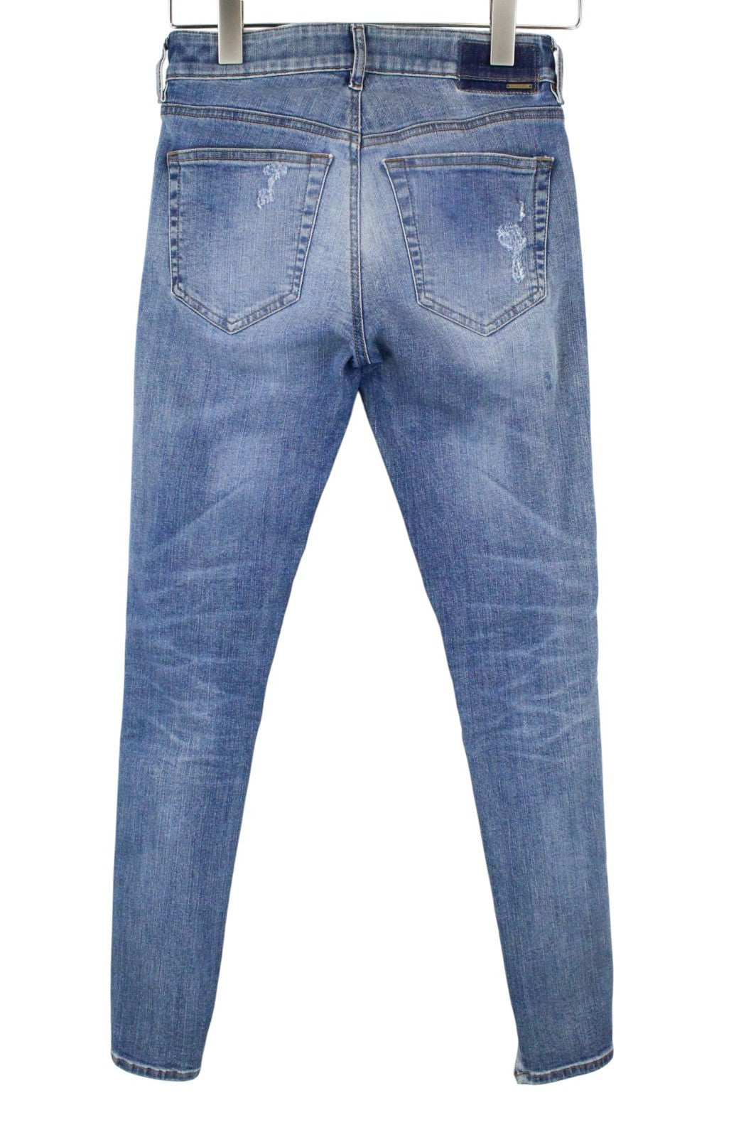 DIESEL Slandy 086AH Women Jeans W26/L32 Stretch Blue Ripped Super Slim Skinny