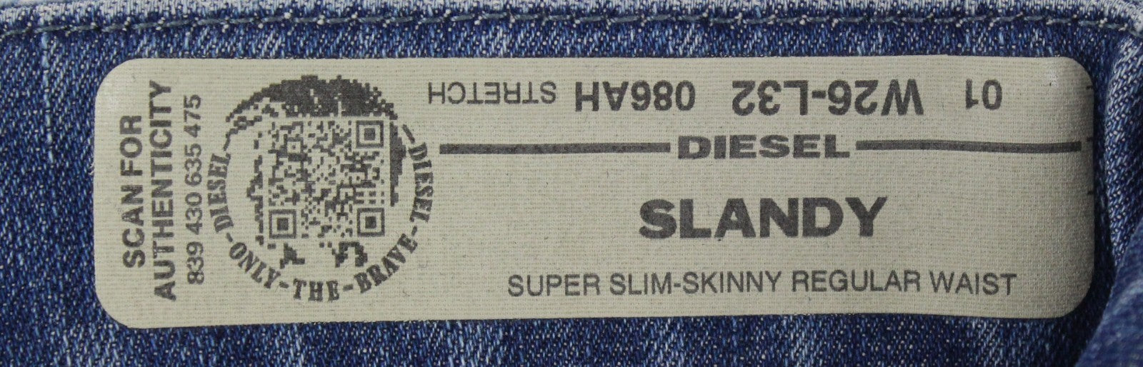 DIESEL Slandy 086AH Women Jeans W26/L32 Stretch Blue Ripped Super Slim Skinny