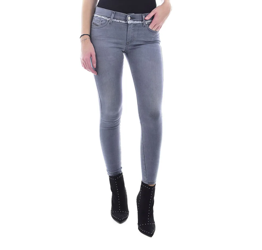 DIESEL Slandy-Ankle-W 084QB Women Jeans W27/L32 Super Slim Skinny Grey Stretch