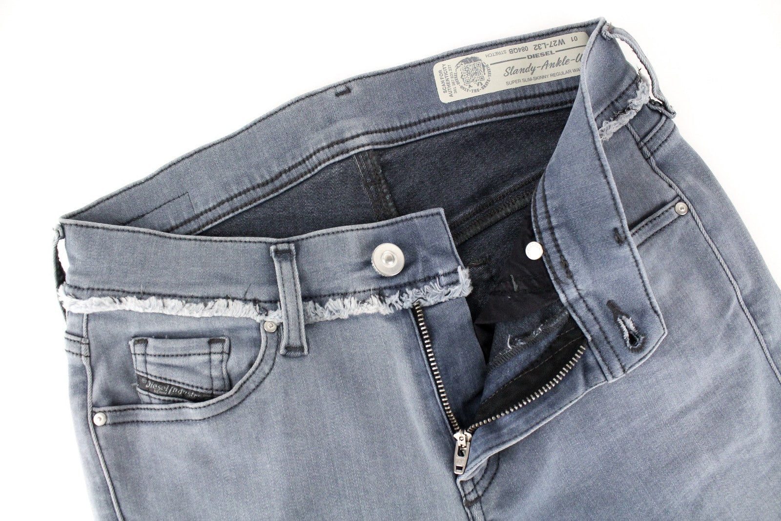 DIESEL Slandy-Ankle-W 084QB Women Jeans W27/L32 Super Slim Skinny Grey Stretch
