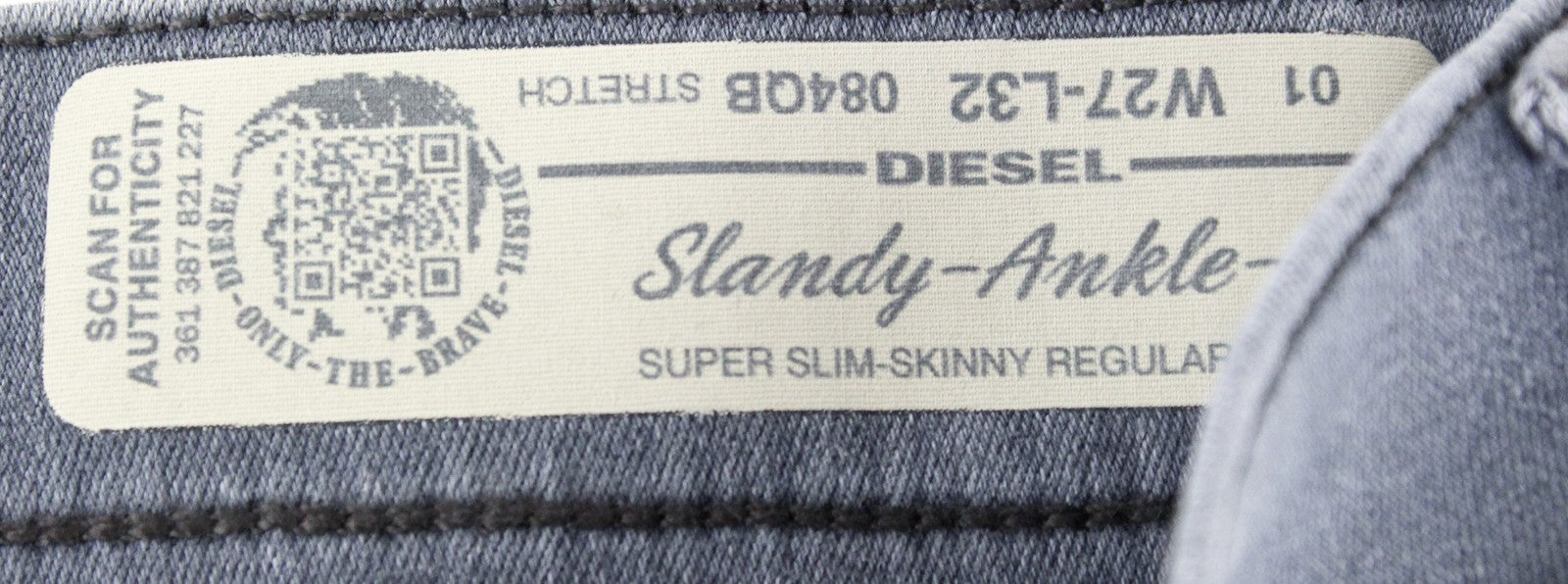 DIESEL Slandy-Ankle-W 084QB Women Jeans W27/L32 Super Slim Skinny Grey Stretch