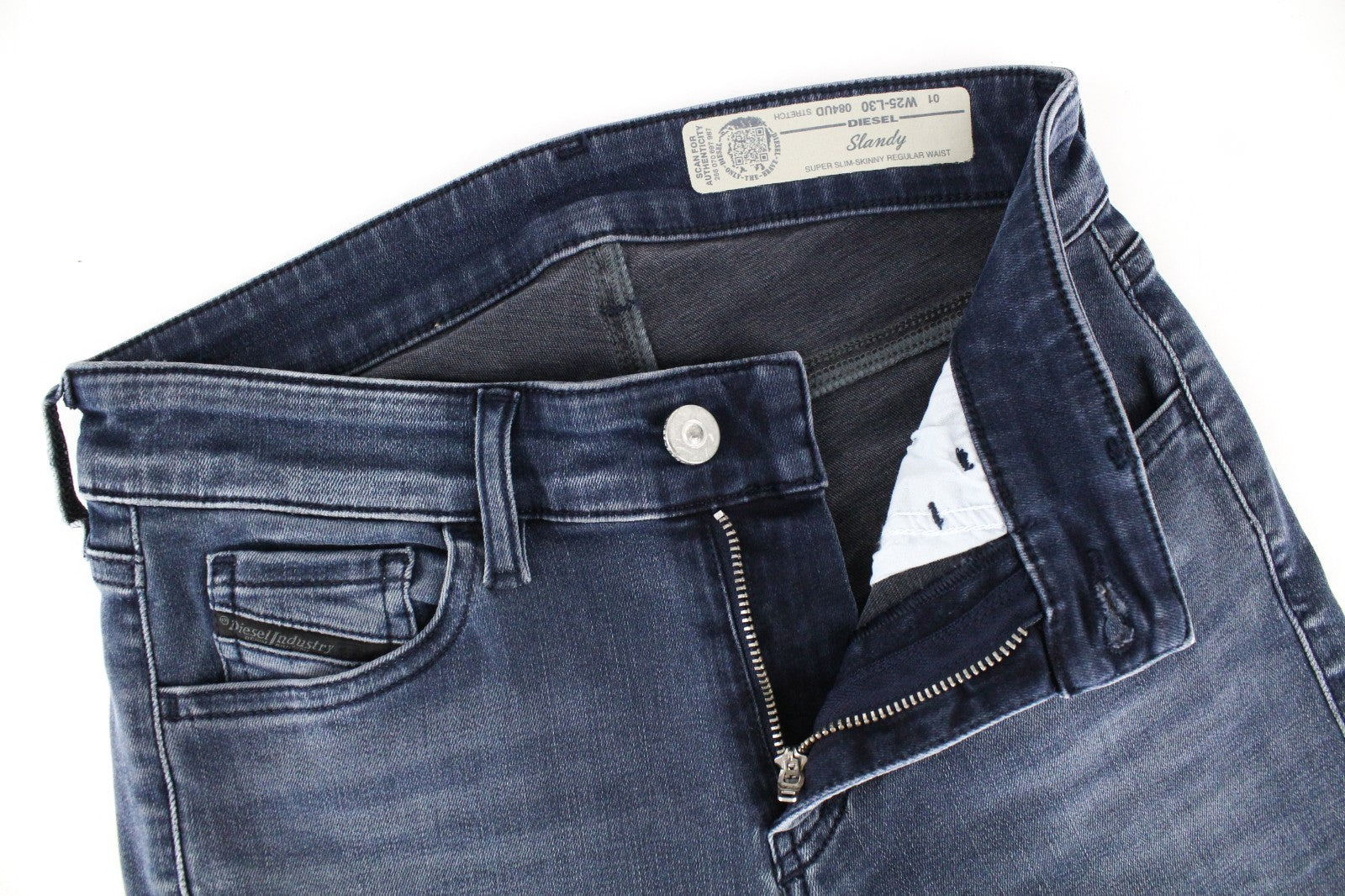 DIESEL Slandy 084UD Women Jeans W25/L30 Grey Stretch Super Slim Skinny Fitted