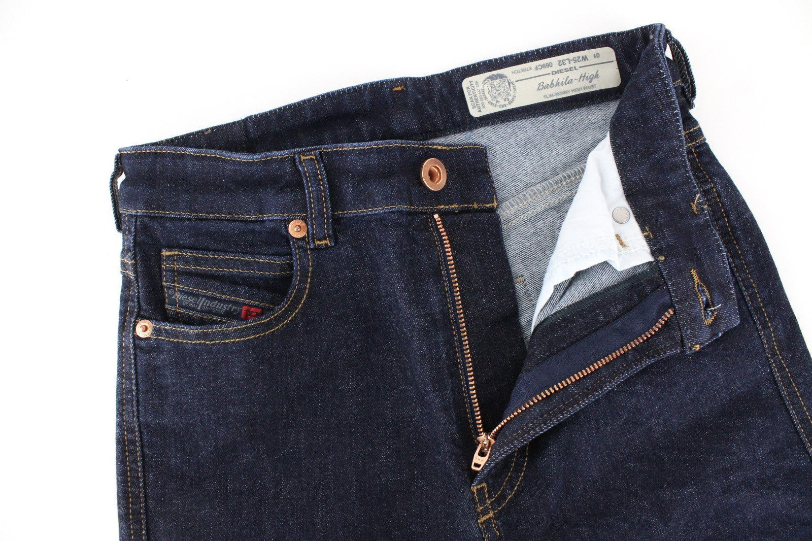 DIESEL Babhila-High 069CF Women Jeans W25/L32 Stretch Blue Zipped Slim Skinny