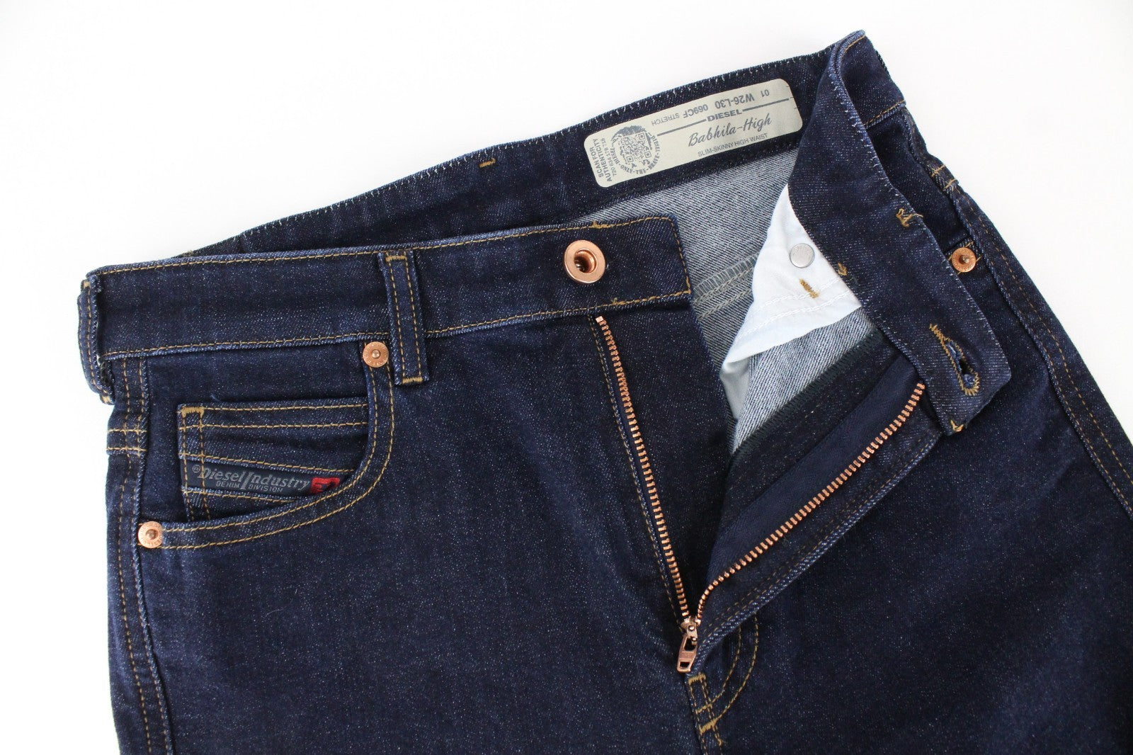 DIESEL Babhila-High 069CF Women Jeans W26/L30 Zip-Fly Stretch Blue Slim Skinny