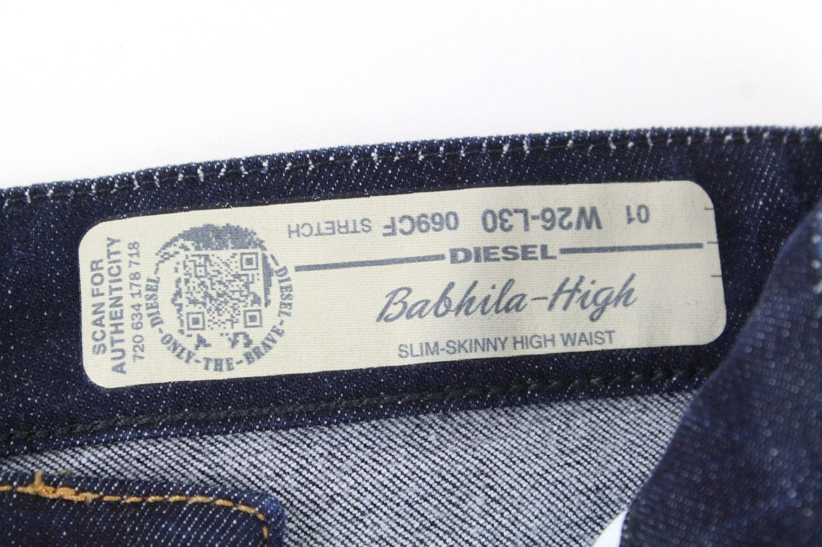 DIESEL Babhila-High 069CF Women Jeans W26/L30 Zip-Fly Stretch Blue Slim Skinny