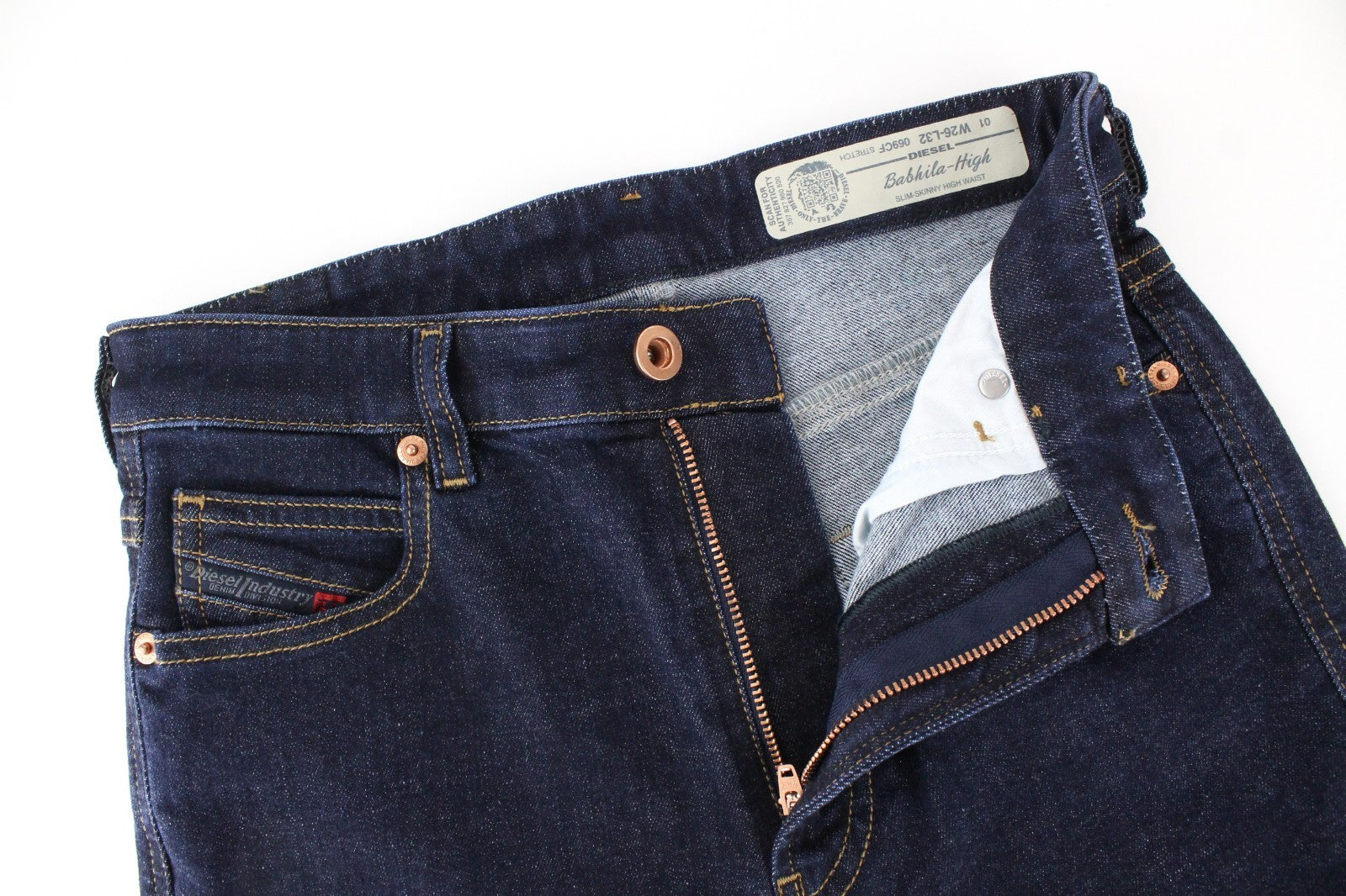 DIESEL Babhila-High 069CF Women Jeans W26/L32 Dark Blue Zip Stretch Slim Skinny