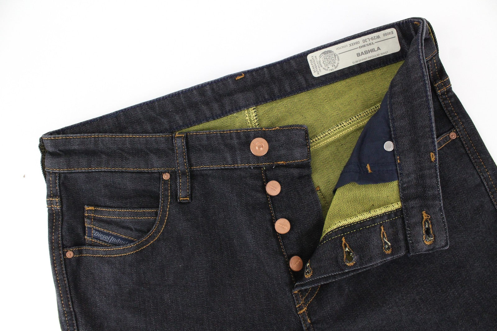 DIESEL Babhila 084XK Women Jeans W29/L30 Dark Blue Stretch Buttoned Slim Skinny