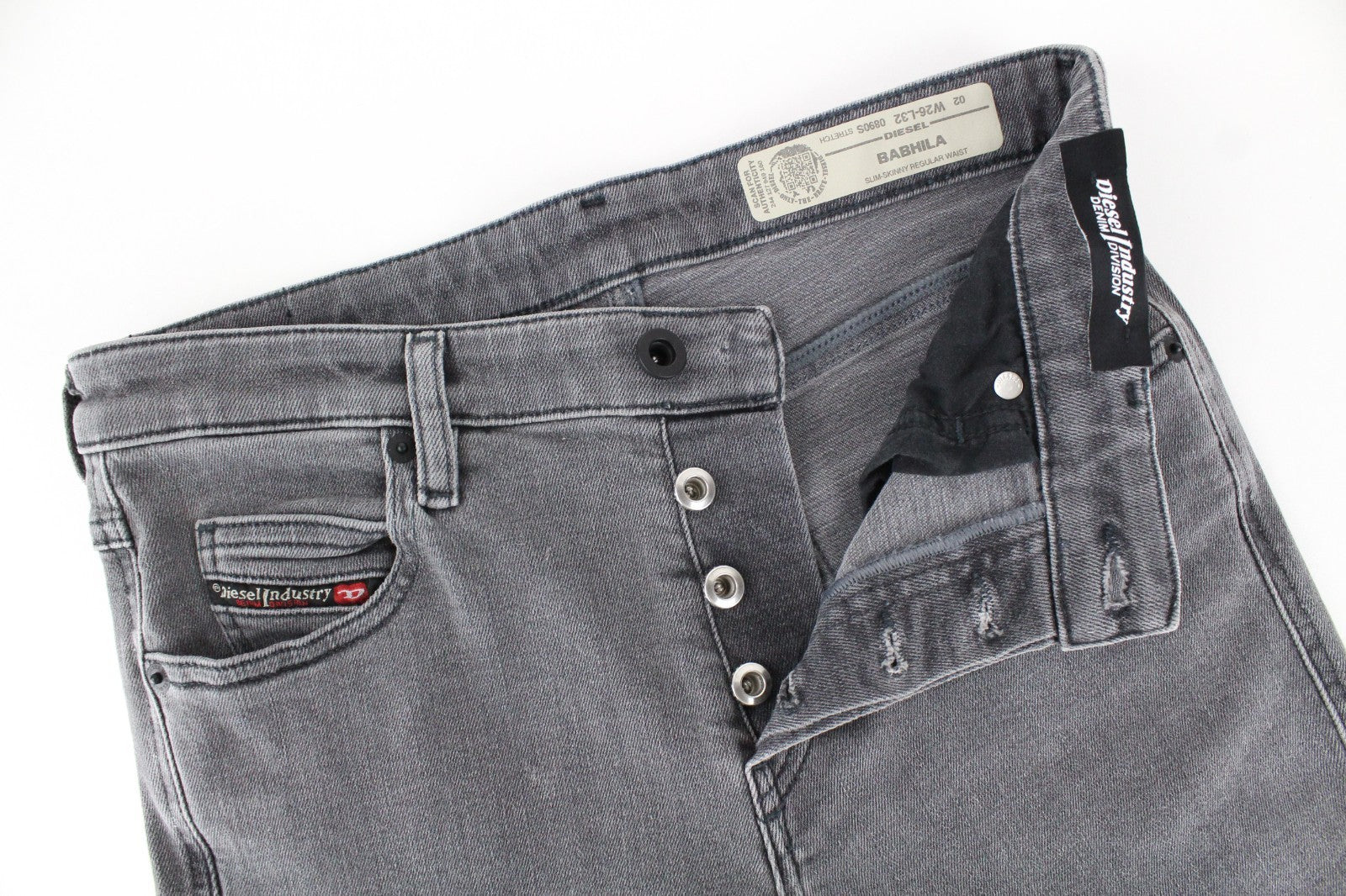 DIESEL Babhila 0890S Women Jeans W26/L32 Mid-Grey Stretch Regular Slim Skinny