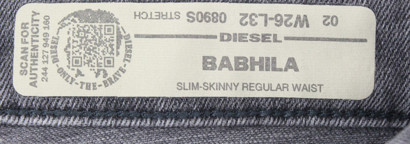DIESEL Babhila 0890S Women Jeans W26/L32 Mid-Grey Stretch Regular Slim Skinny