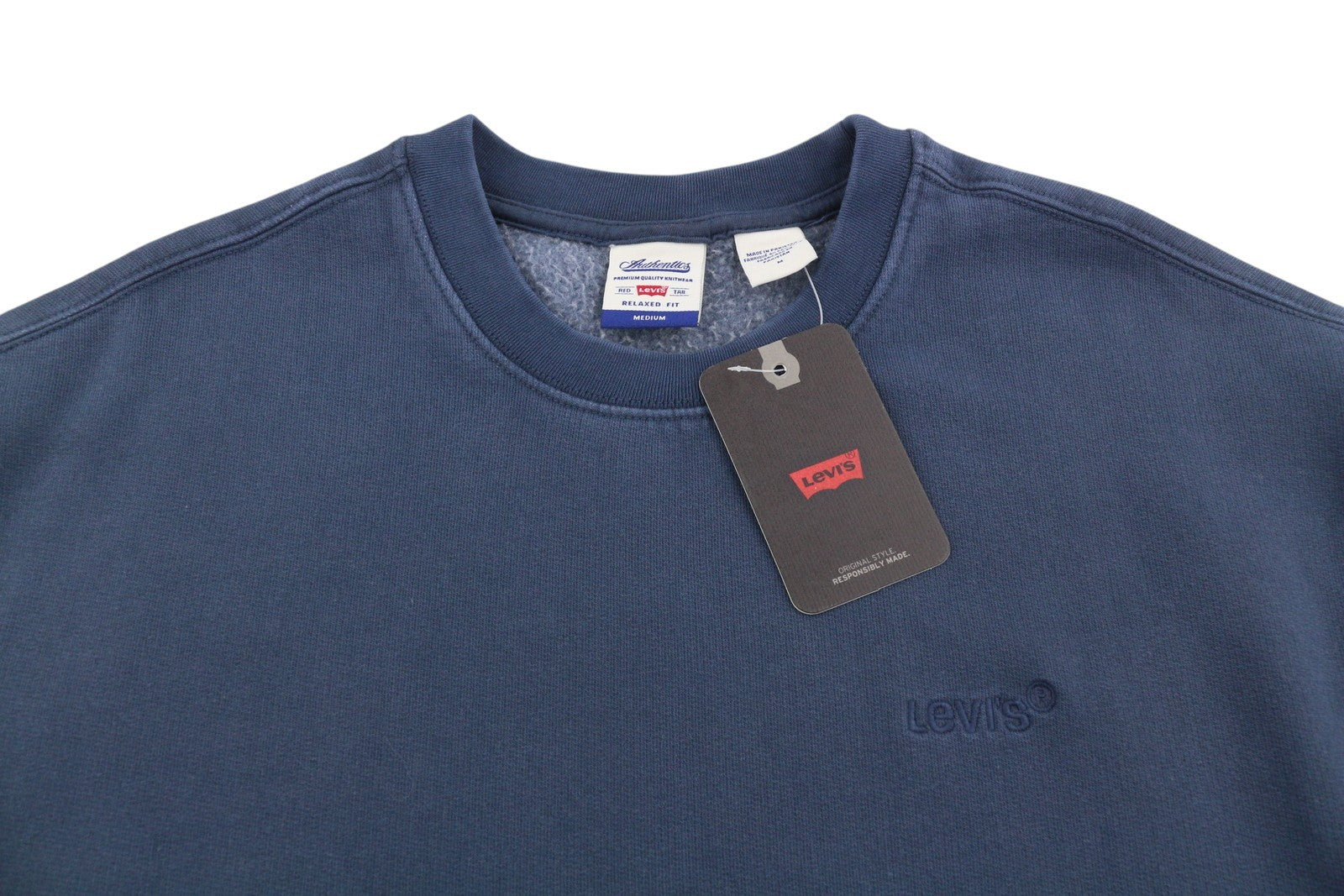 LEVI'S Relaxed Fit Men Sweatshirt M Blue Faded Crew Neck Long Sleeve Pull On